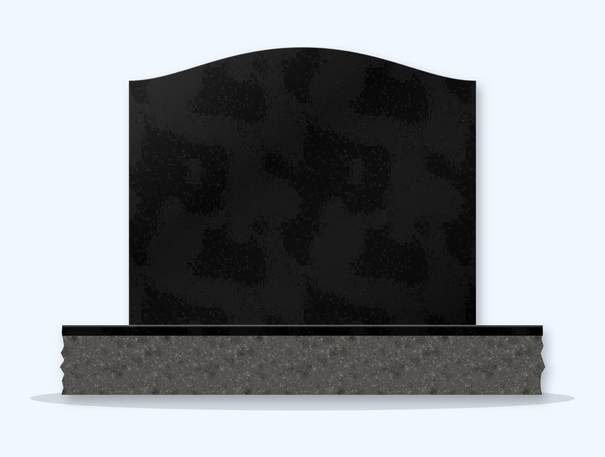 Absolute Black serpentine headstone on a granite base, not yet engraved