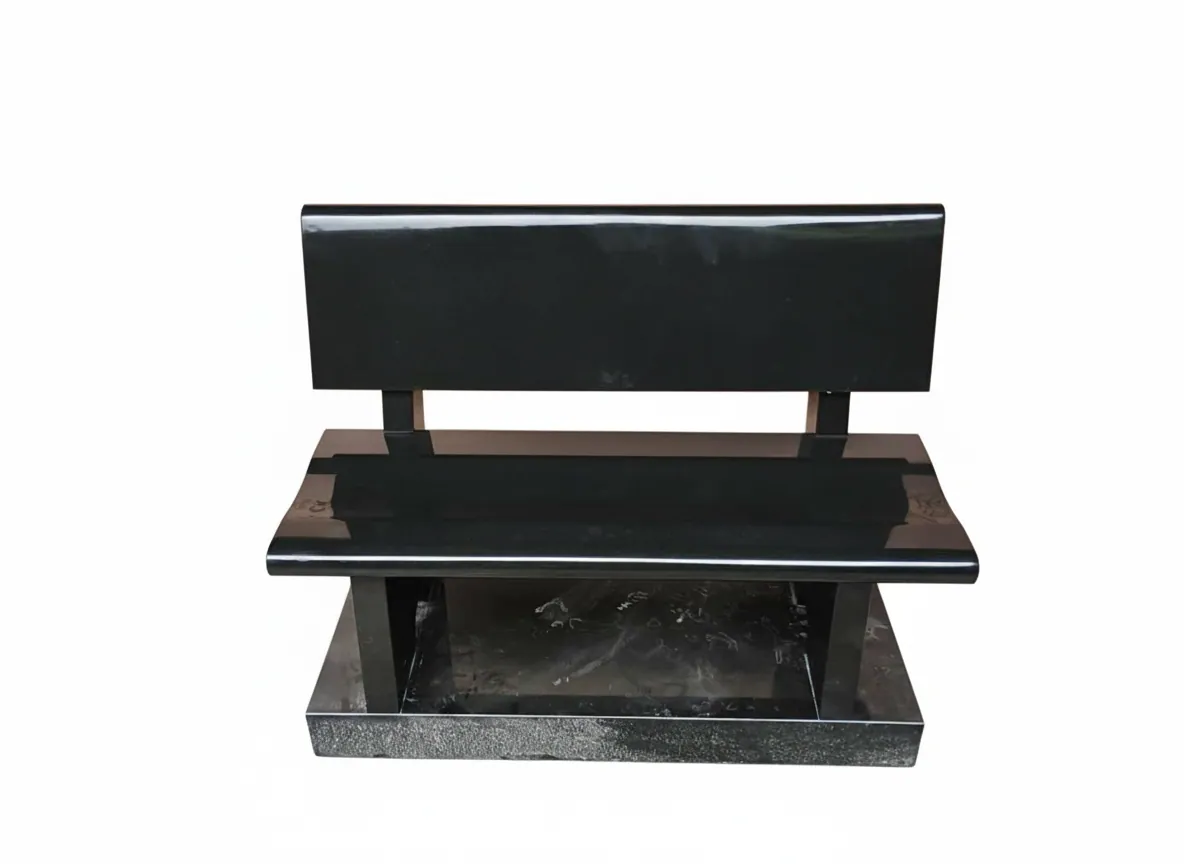 Black Polished Memorial Bench - Front View