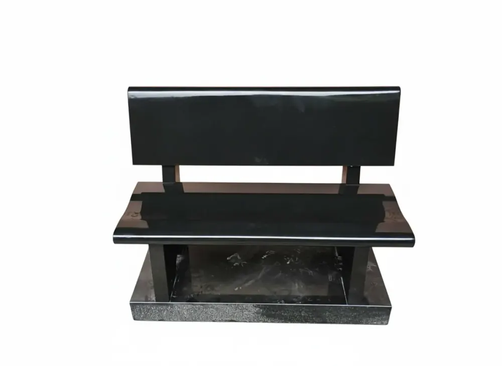 Black Polished Memorial Bench - Front View
