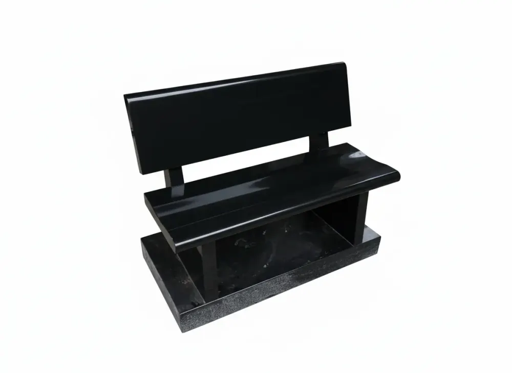 Black Polished Memorial Bench - Side View