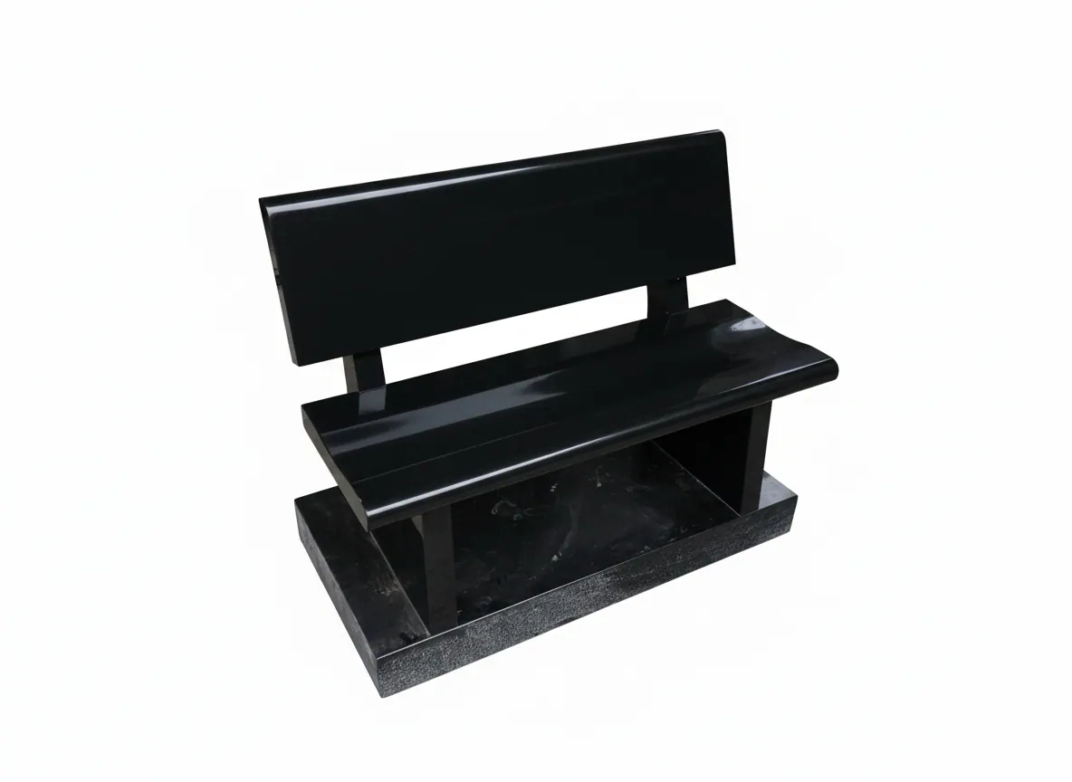 Black Polished Memorial Bench - Side View