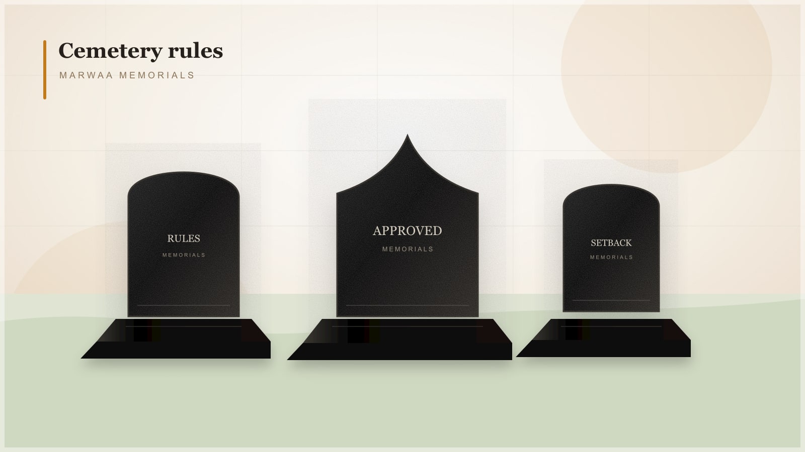 Granite memorial product range used to compare cemetery-approved headstone types