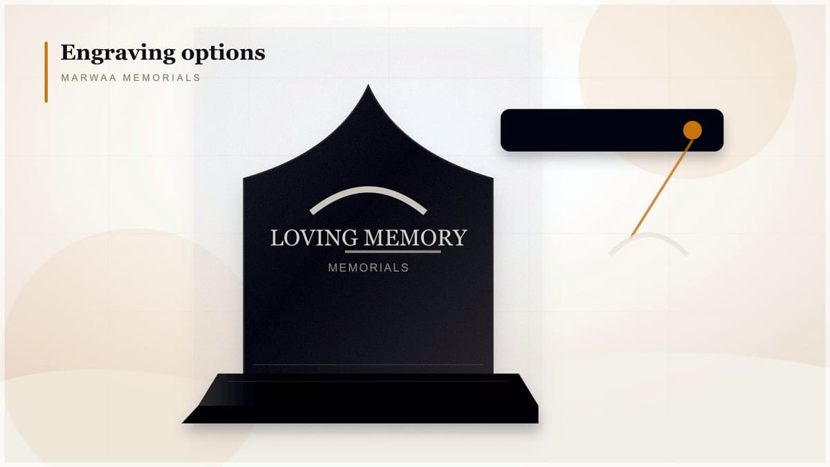 Close-up of custom engraving on polished black granite memorial stone