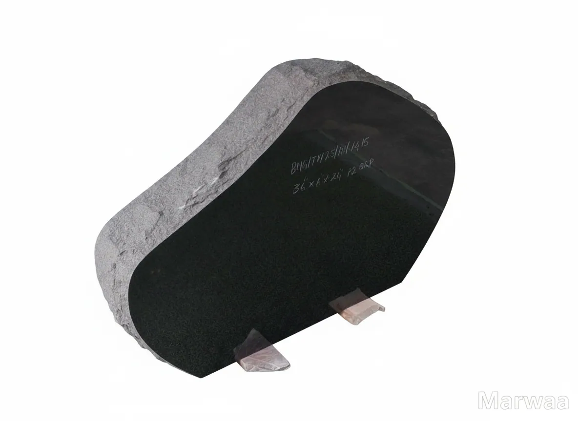 Boulder Style Black Granite Monument