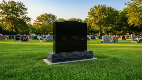 Granite upright monument installed in a cemetery