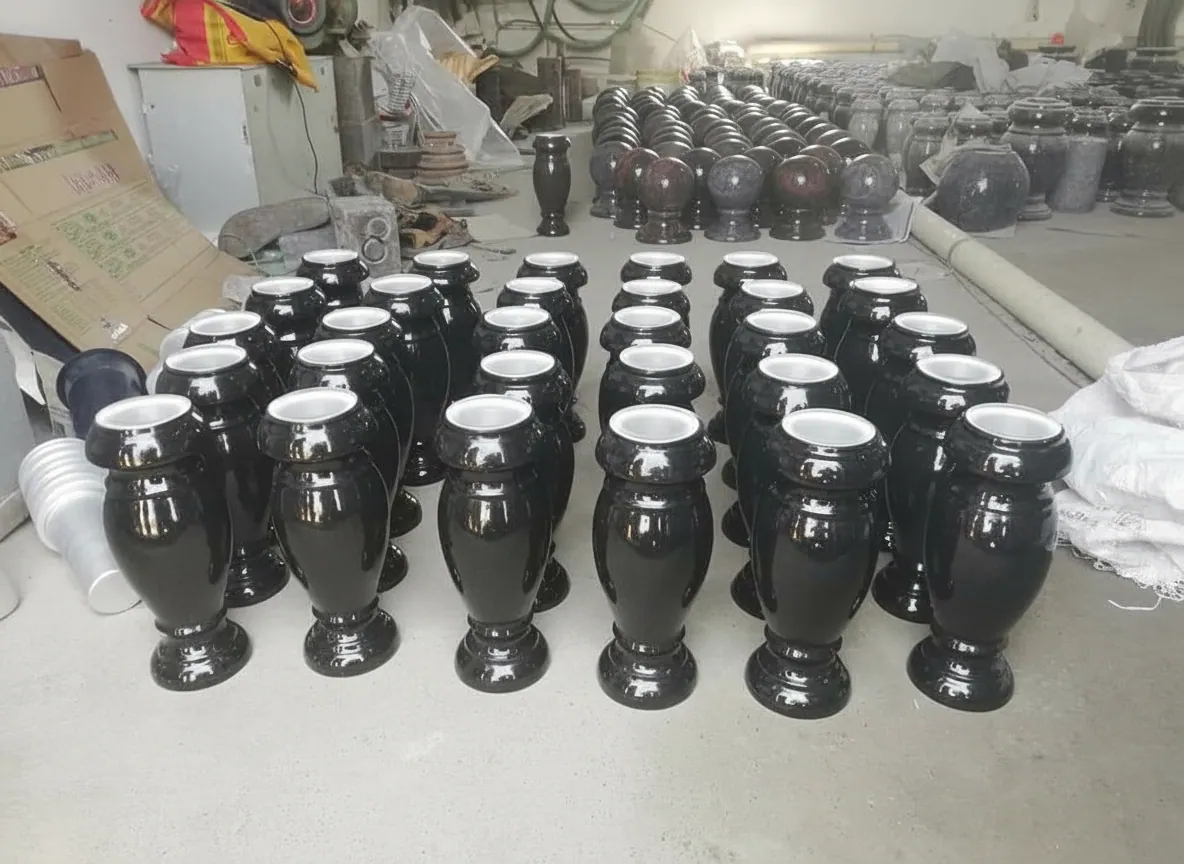 Black Granite Vases Collection